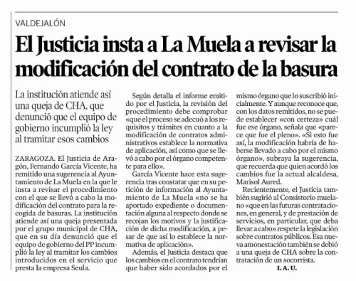 Noticia publicada en Heraldo de Aragón (02.08.13)