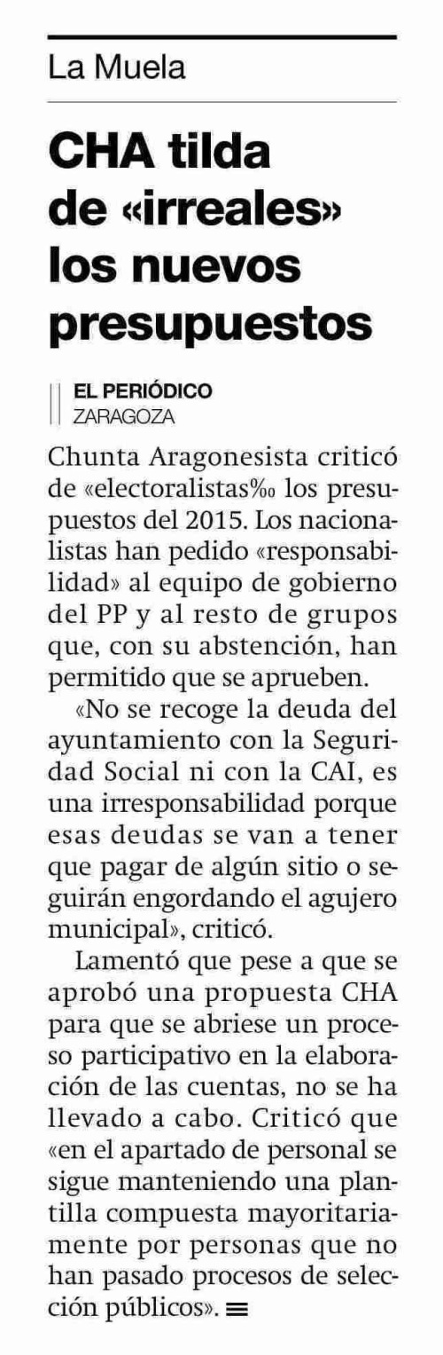 La Muela. El Periódico de Aragón (23.01.15)